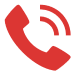 Red phone icon with signal waves.