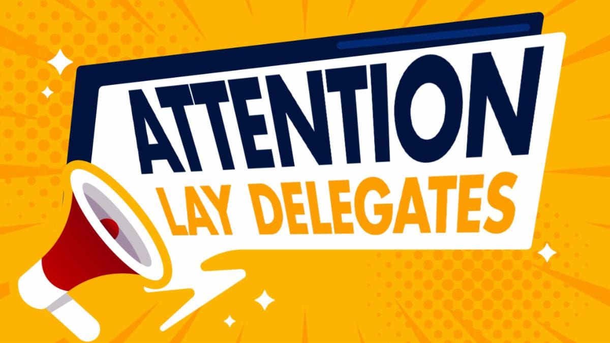 Attention: Play delegates announcement on a vibrant yellow background.
