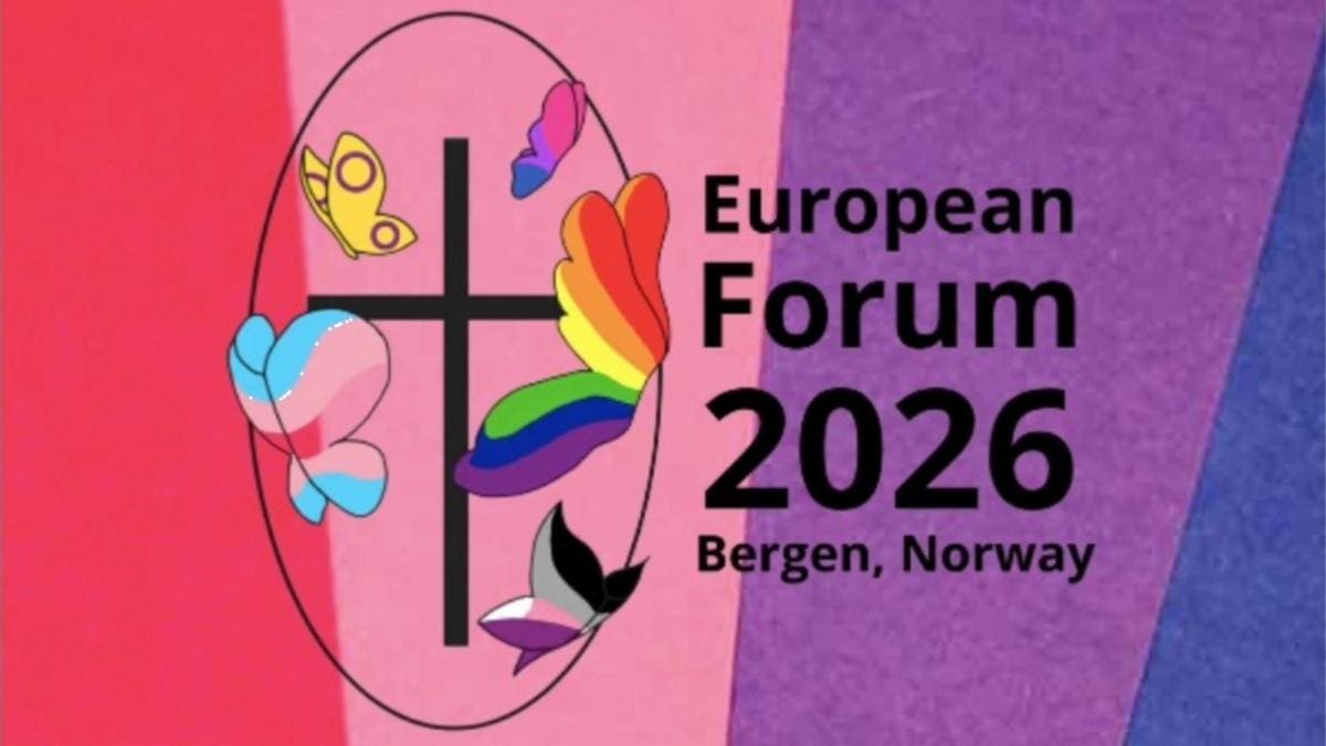 Logo for the European Forum 2026 in Bergen with colorful artistic elements.