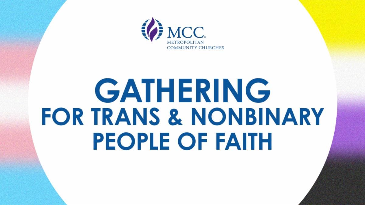 Logo for a faith-based gathering supporting trans and nonbinary people.